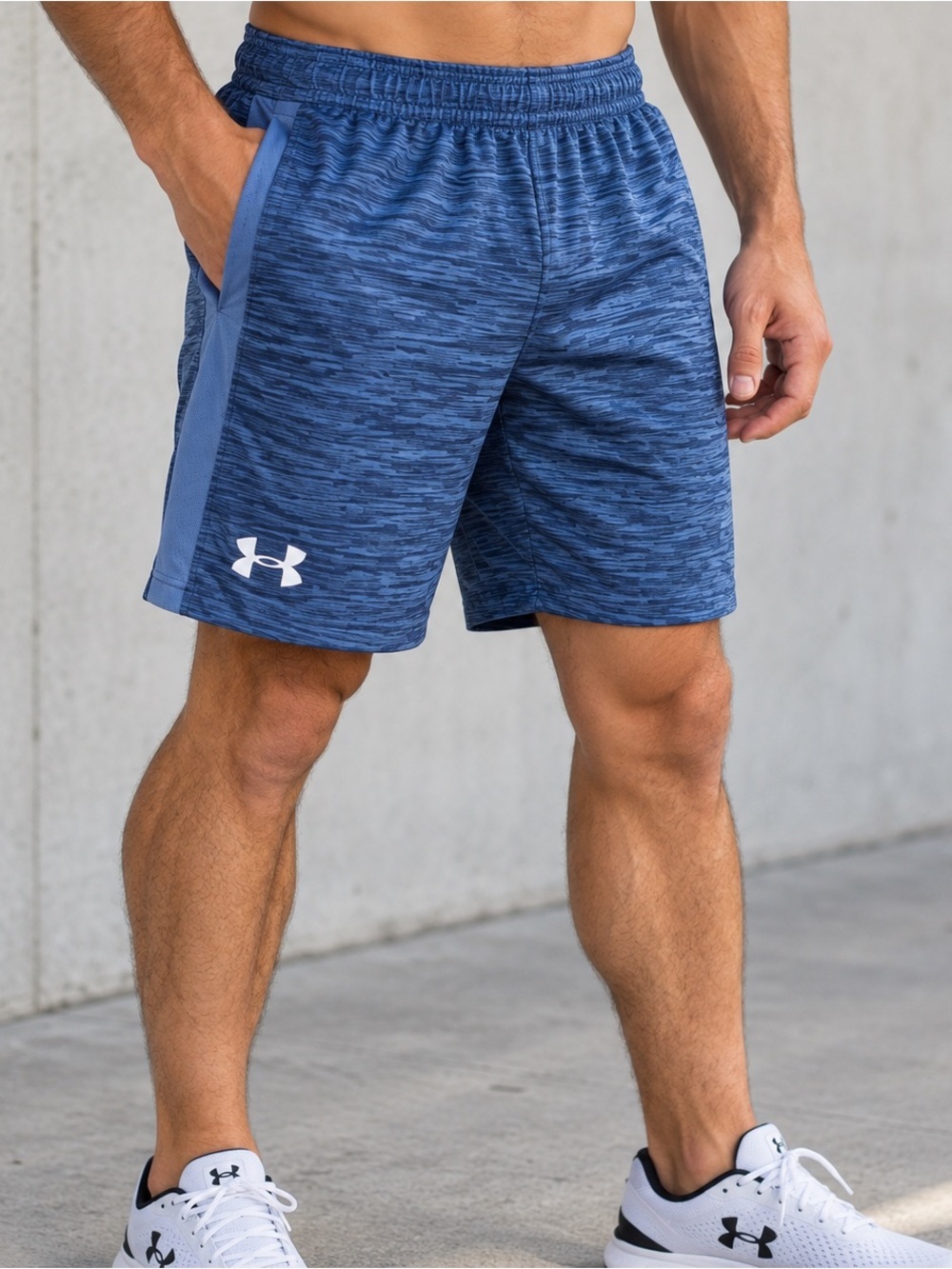Under Armour Shorts HeatGear MK1 Twist Athletic Fitted Blue Size Large 1312297